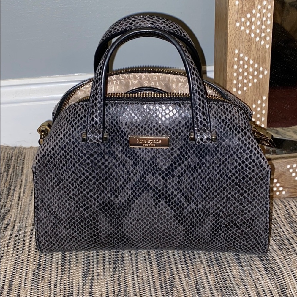 Black snake skin crossbody Kate Spade bag
